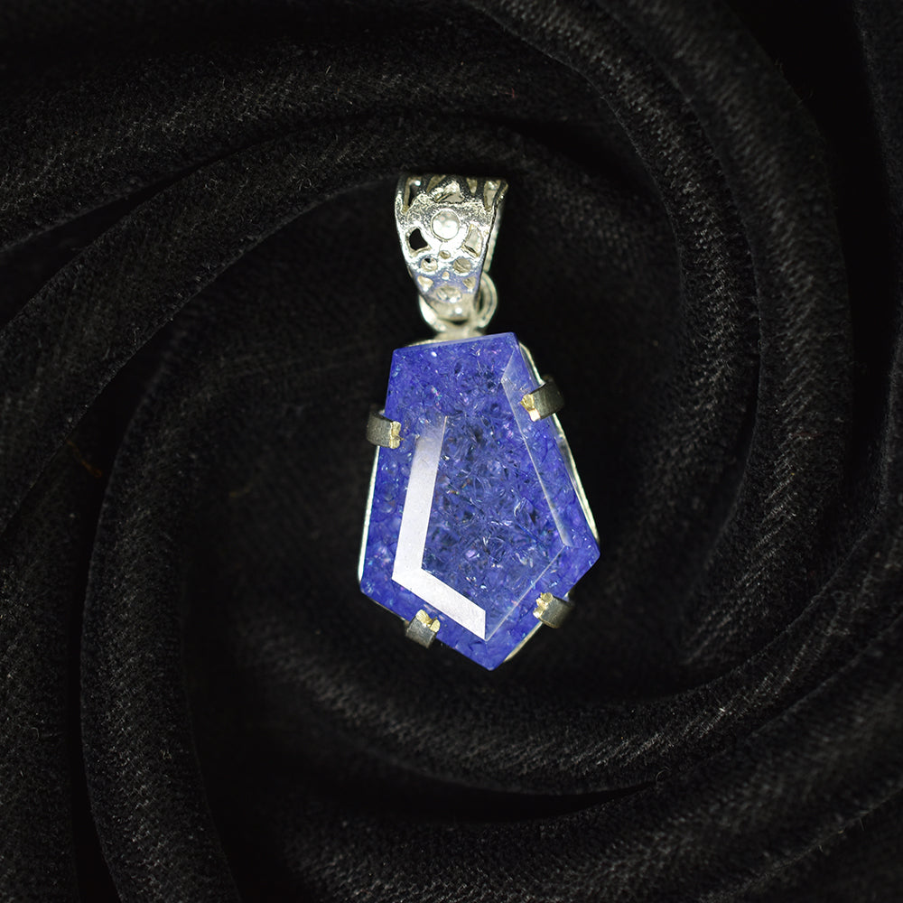 925 Starling Silver Fancy Pendant 51 Ct CERTIFIED Natural Purple Tanzanite