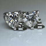 CERTIFIED 925 Starling Silver 14.7 Ct Synthetic Moissanite Heart Earring Pair