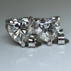 CERTIFIED 925 Starling Silver 14.7 Ct Synthetic Moissanite Heart Earring Pair