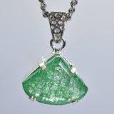 Natural Green Emerald 38 Ct CERTIFIED 925 Starling Silver Fancy Cut Pendant