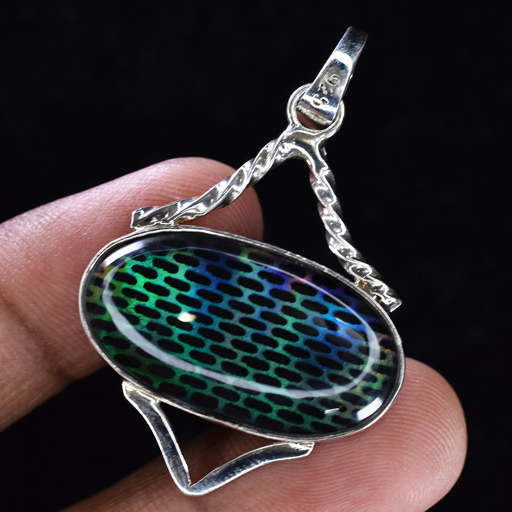 A+ Quality Natural Opal CERTIFEID 31 Ct 925 Sterling Silver Oval Gems Pendant