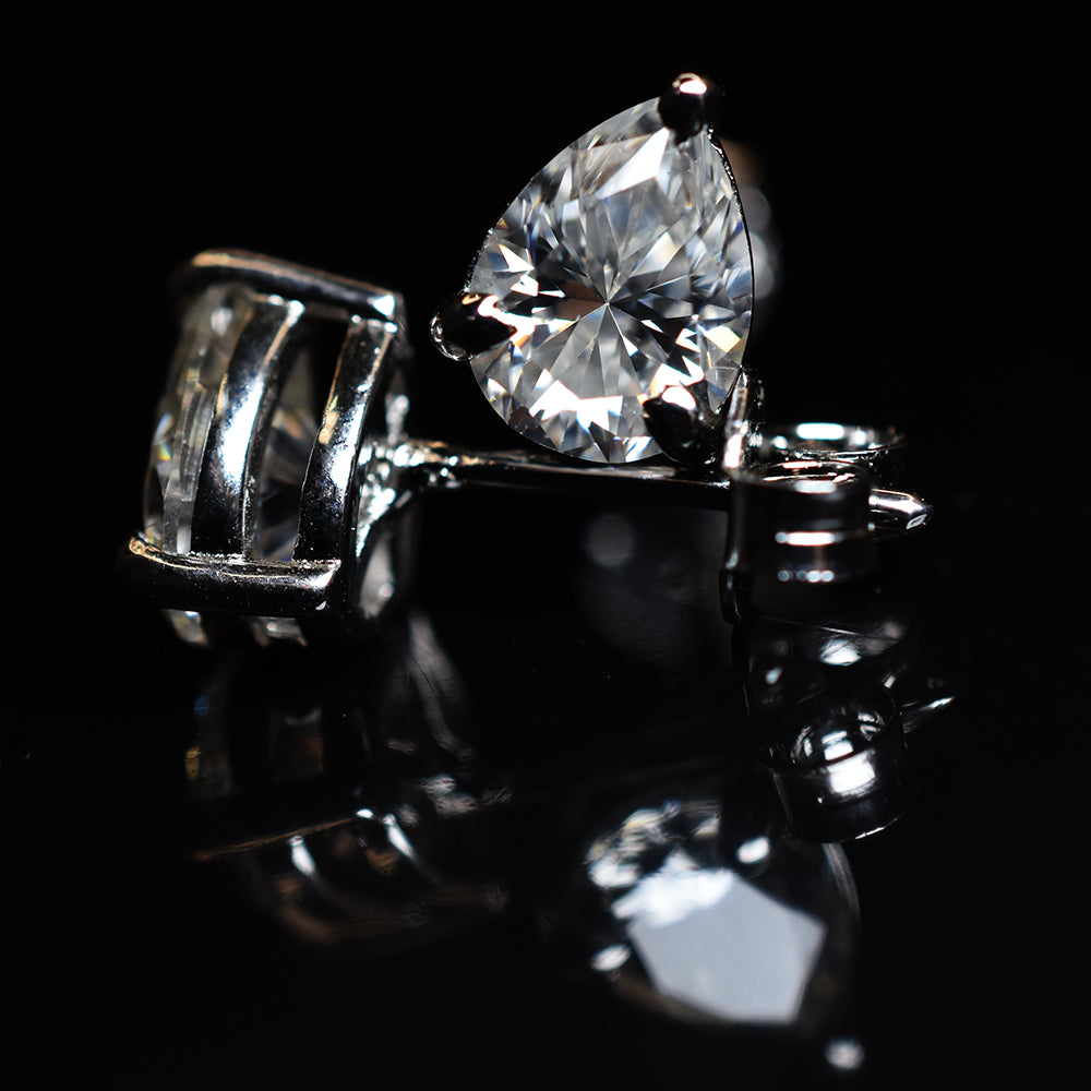 A+ CERTIFIED Synthetic White Moissanite Pear Cut 10.8 Ct Gemstone Earring Pair