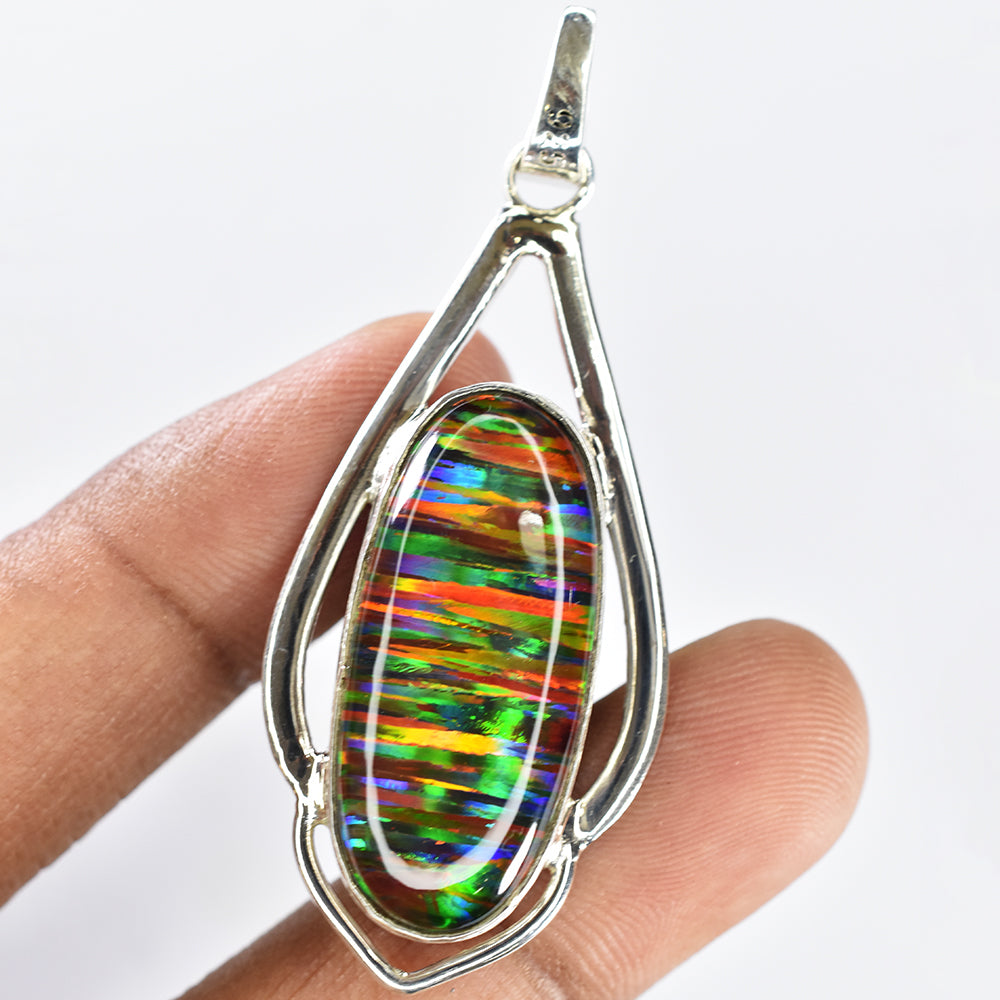 925 Sterling Silver Pendant CERTIFEID 32 Ct Natural Oval Gemstone Free Delivery