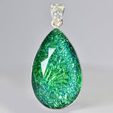 925 Sterling Silver Pendant 79 Ct Pear Cut Lab Created Ammolite CERTIFIED Gems