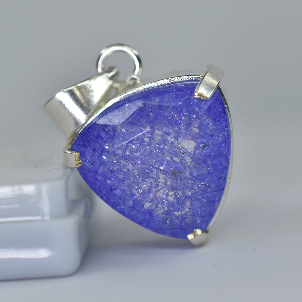 CERTIFIED 925 Starling Silver Pendant Gems 40 Ct Natural Trillion Sapphire Stone