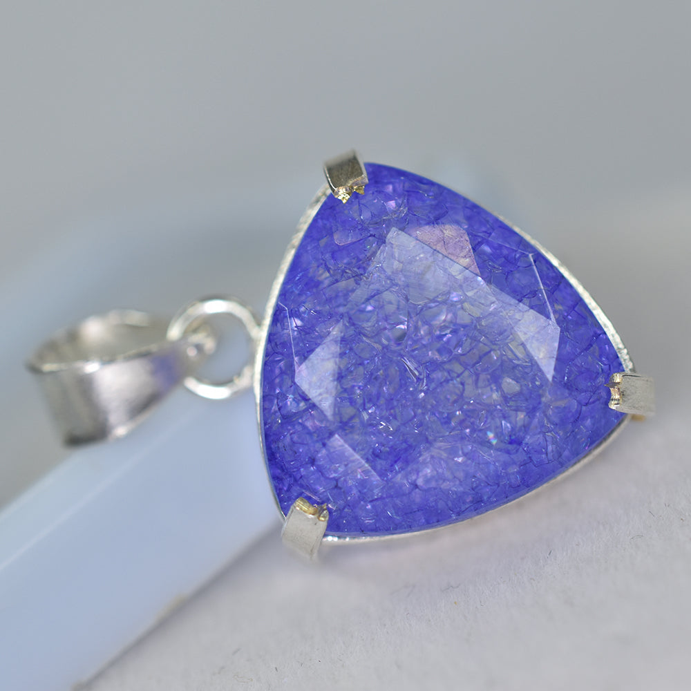 CERTIFIED 925 Starling Silver Pendant Gems 40 Ct Natural Trillion Sapphire Stone