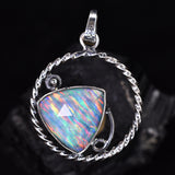 925 Sterling Silver CERTIFIED Natural Trillion Opal 30 Ct Gems Pendant