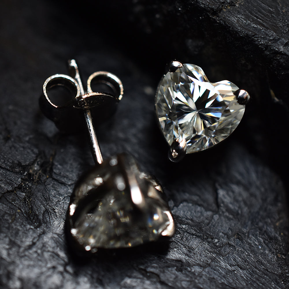 Perfect Heart Earring Pair 11 Ct CERTIFIED Synthetic White Moissanite Free Gift
