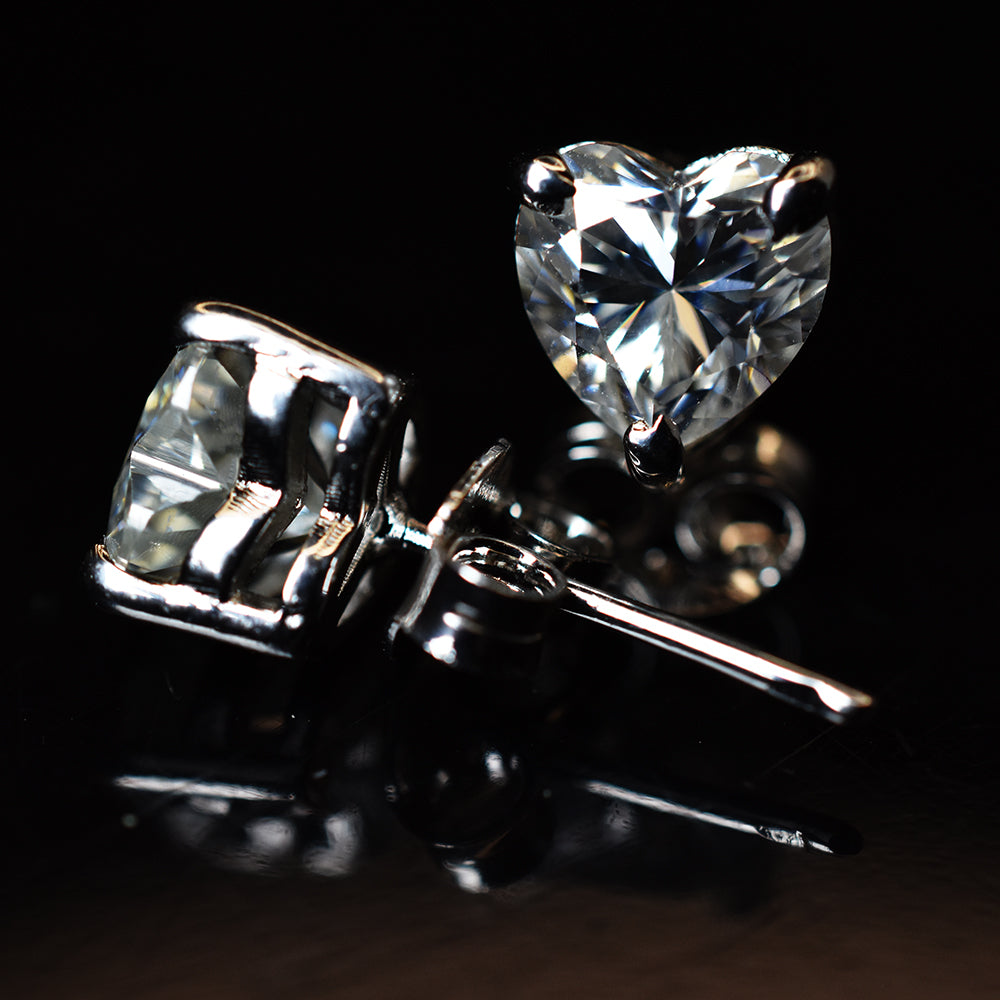 Perfect Heart Earring Pair 11 Ct CERTIFIED Synthetic White Moissanite Free Gift