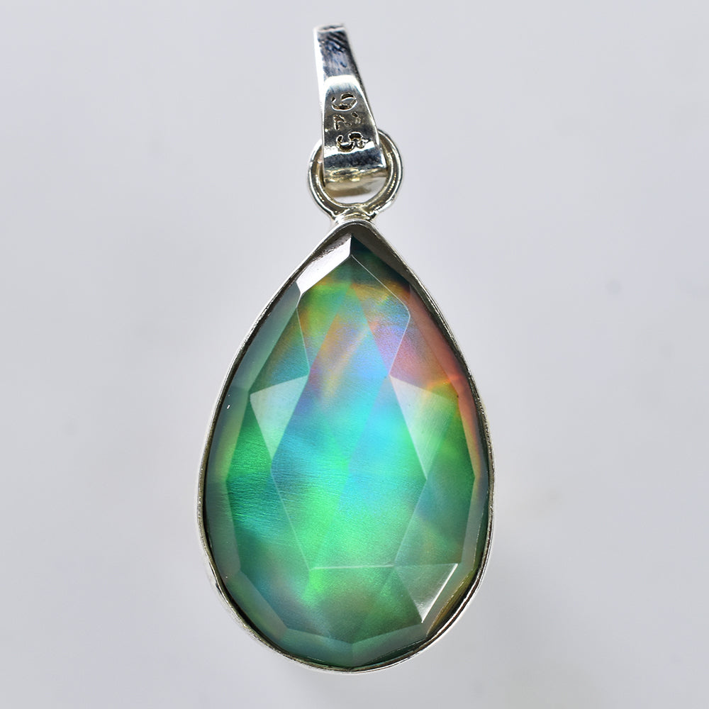 925 Sterling Silver Gems Pendant CERTIFIED Natural Opal 20Ct Pear Free Delivery
