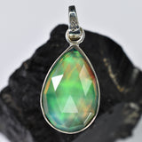 925 Sterling Silver Gems Pendant CERTIFIED Natural Opal 20Ct Pear Free Delivery