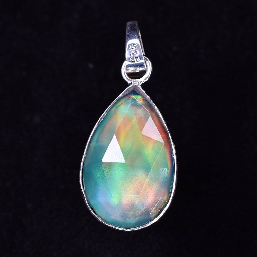 925 Sterling Silver Gems Pendant CERTIFIED Natural Opal 20Ct Pear Free Delivery