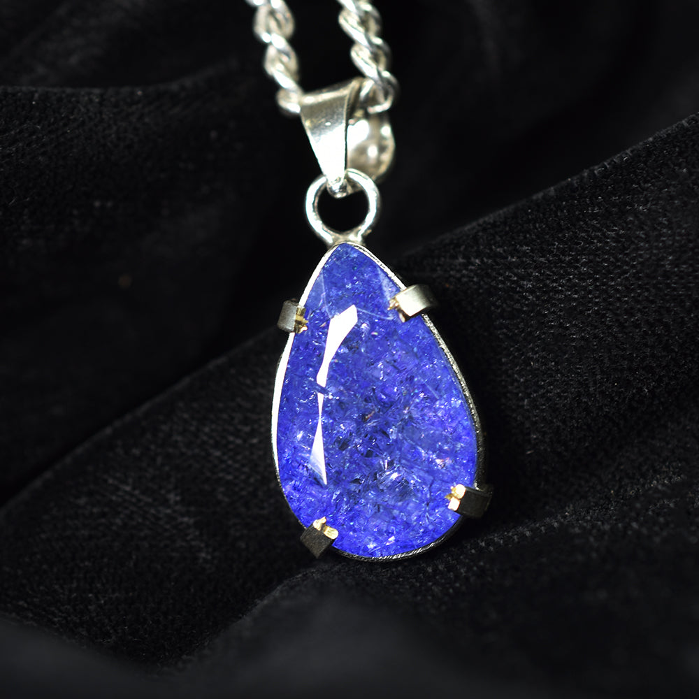 33 Ct Natural Purple Sapphire CERTIFIED 925 Starling Silver Pear Pendant Gems