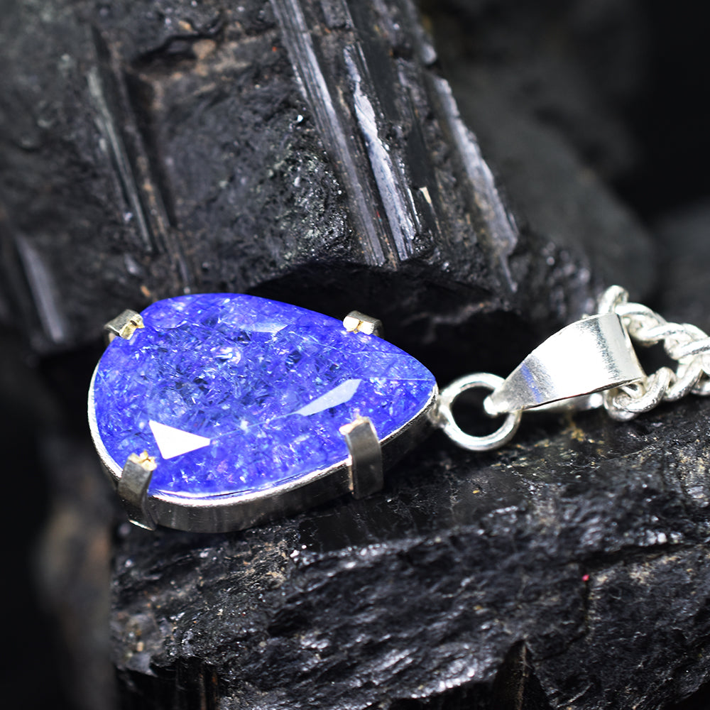 33 Ct Natural Purple Sapphire CERTIFIED 925 Starling Silver Pear Pendant Gems