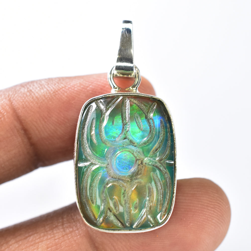 925 Sterling Silver CERTIFIED Natural Opal 31 Ct Beautiful Cushion Gems Pendant