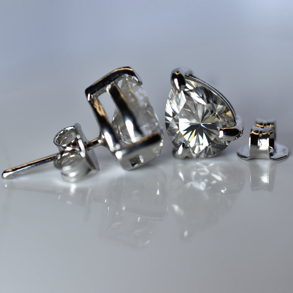CERTIFIED Pear Cut Synthetic Moissanite 14.30 Ct Stone Earring Pair Gift For Her