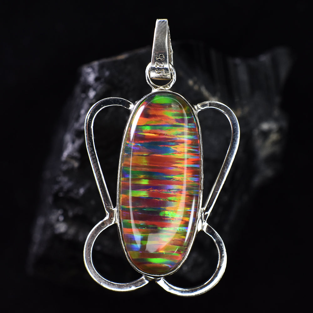 Flawless 30 Ct Oval Natural CERTIFIED 925 Sterling Silver Opal Pendant Free Gift