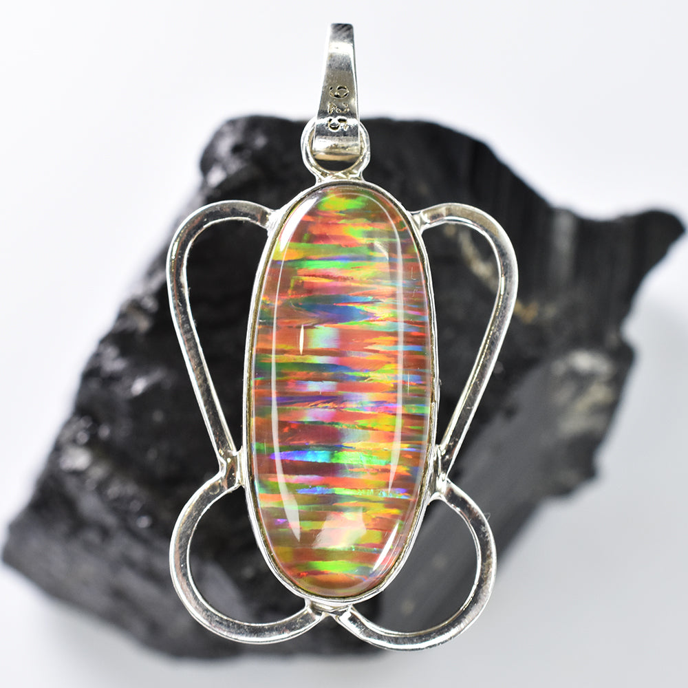Flawless 30 Ct Oval Natural CERTIFIED 925 Sterling Silver Opal Pendant Free Gift