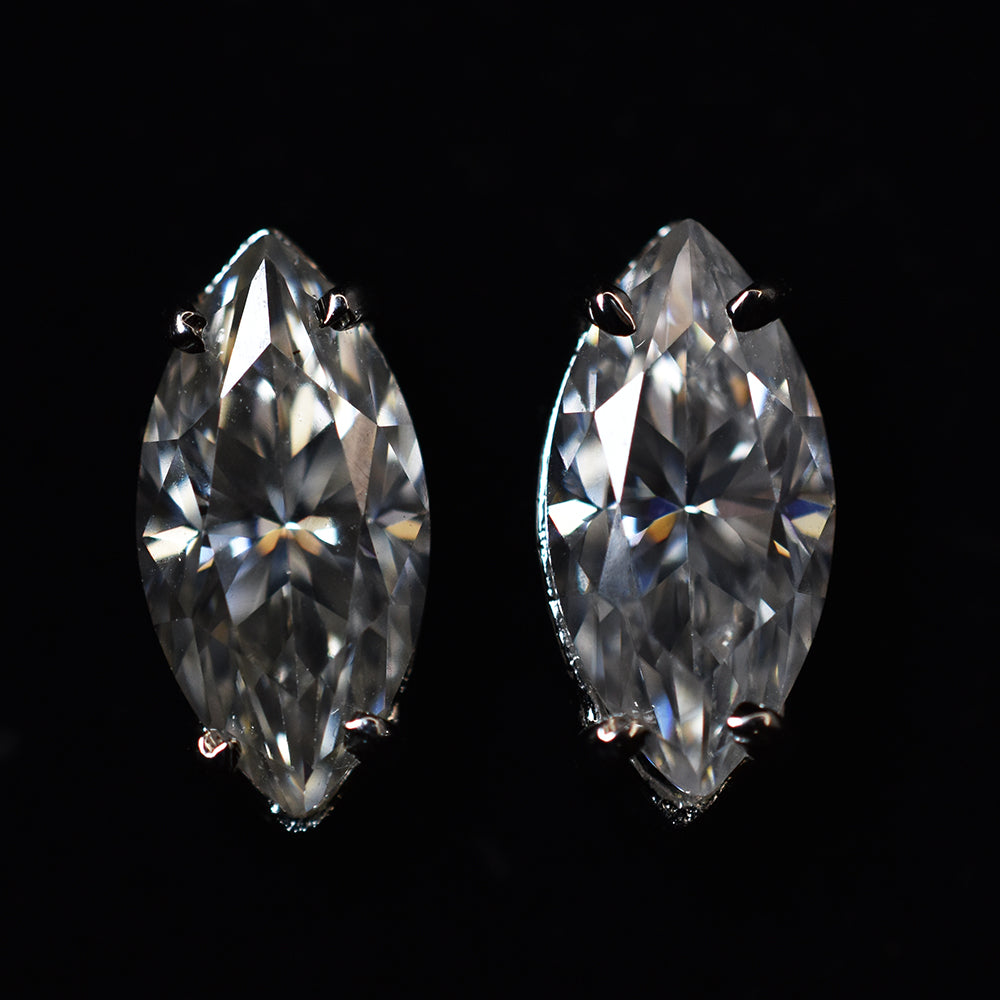 Synthetic Moissanite 13 Ct CERTIFIED White Marquise Gems Earring Pair Free Gift