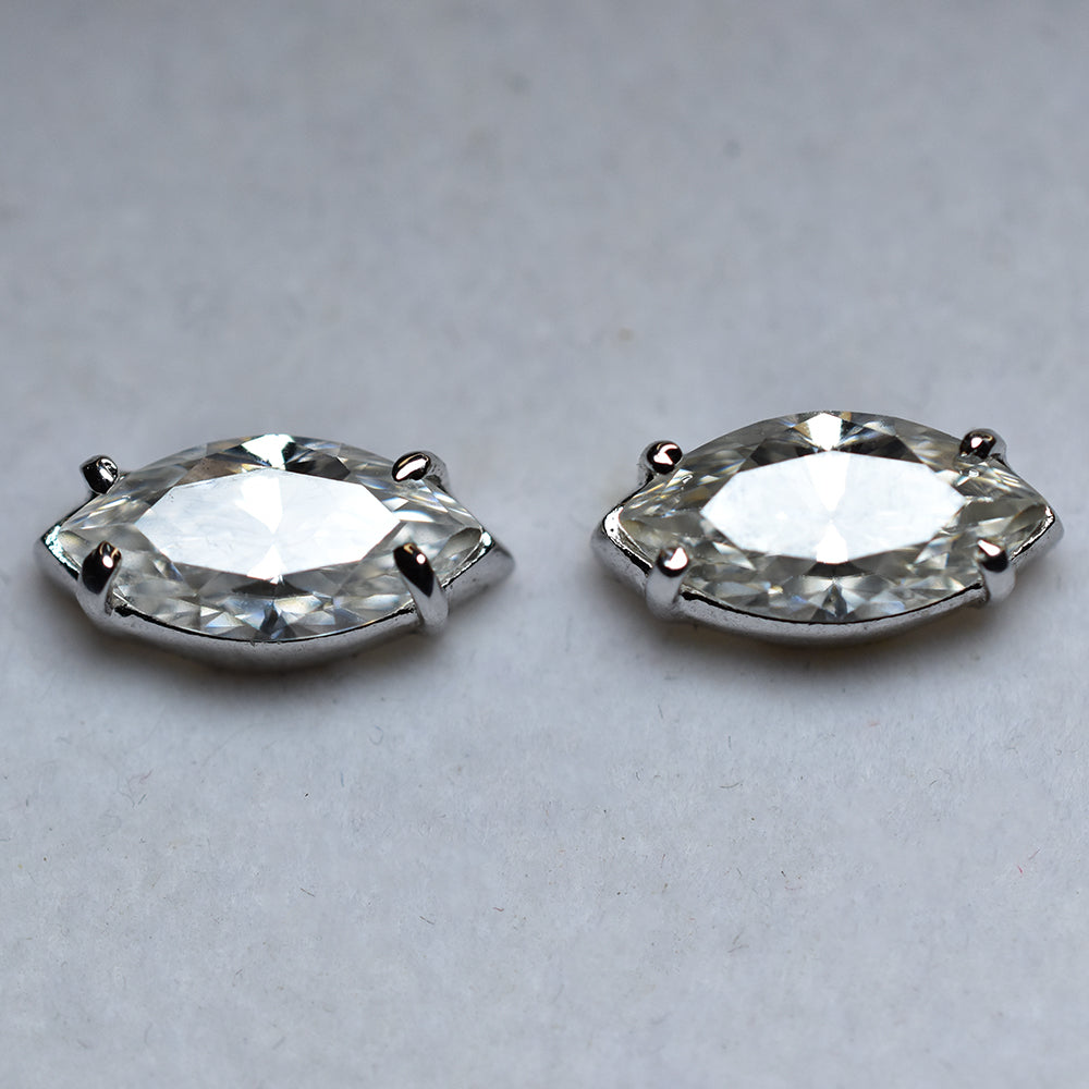 Synthetic Moissanite 13 Ct CERTIFIED White Marquise Gems Earring Pair Free Gift