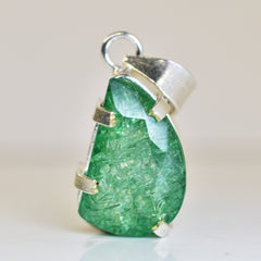 CERTIFIED 33 Ct Natural Green Emerald 925 Starling Silver Fancy Gemstone Pendant