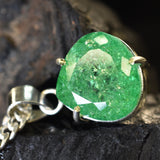 Beautiful Natural Emerald 41 Ct 925 Starling Silver CERTIFIED Pear Gems Pendant