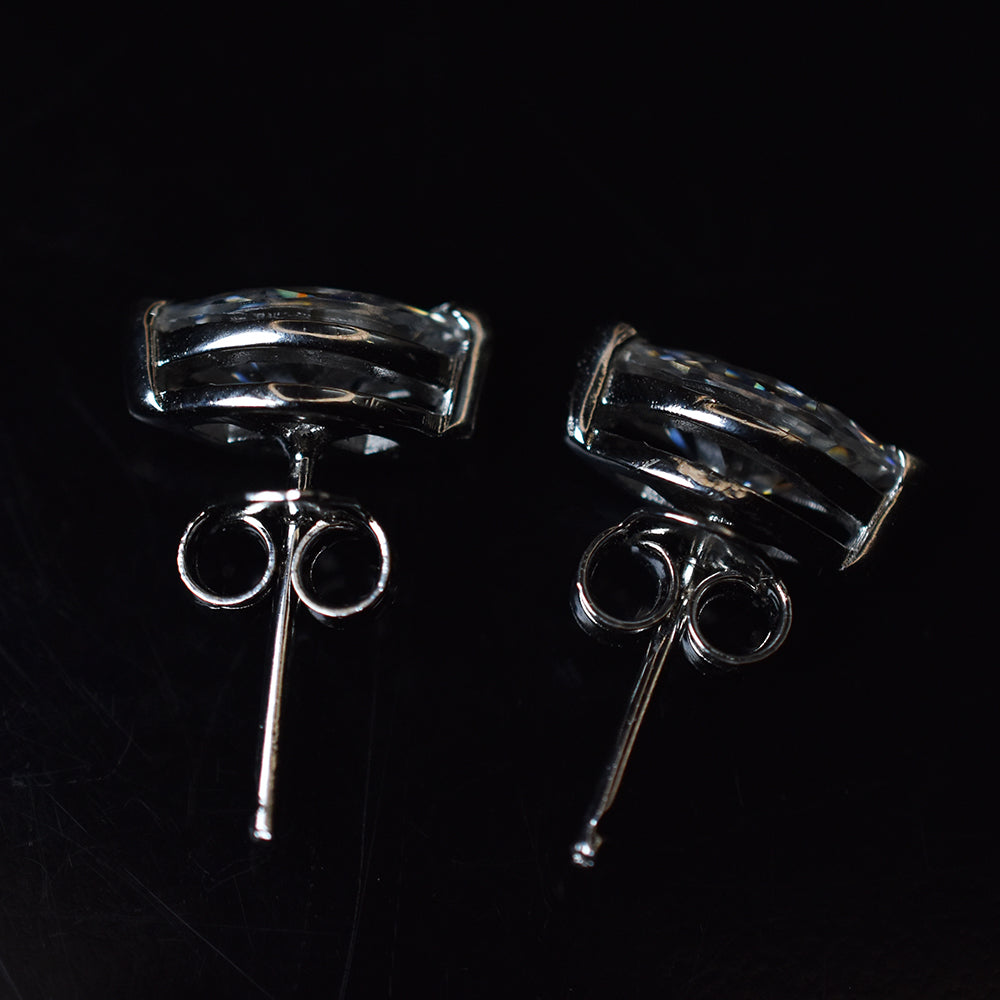 925 Starling Silver 10.5 Ct Synthetic Moissanite CERTIFIED Marquise Earring Pair