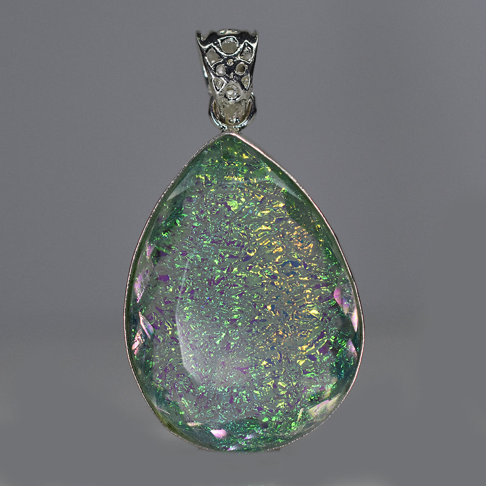 Lab Created Monarch Multicolor Opal 81.74 Ct Certified Pear Cut Pendant Gemstone