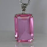 A++ Certified Emerald Cut 132.90 Ct Lab Created Pink Sapphire Pendant Gemstone