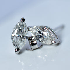 925 Starling Silver 10.5 Ct Synthetic Moissanite CERTIFIED Marquise Earring Pair