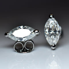 925 Starling Silver 10.5 Ct Synthetic Moissanite CERTIFIED Marquise Earring Pair