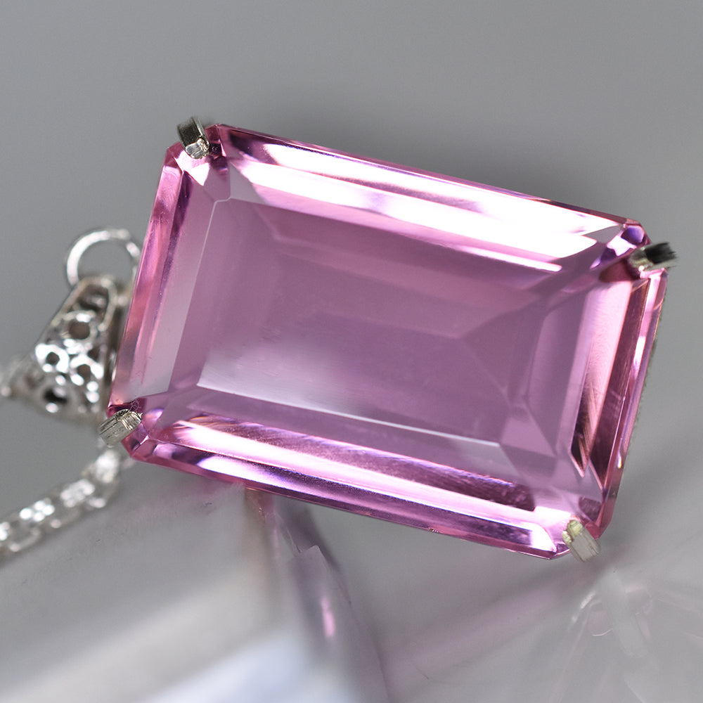 A++ Certified Emerald Cut 132.90 Ct Lab Created Pink Sapphire Pendant Gemstone