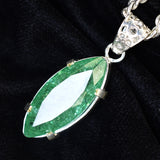 CERTIFIED 925 Sterling Silver 40 Ct Natural Green Emerald Marquise Gems Pendant