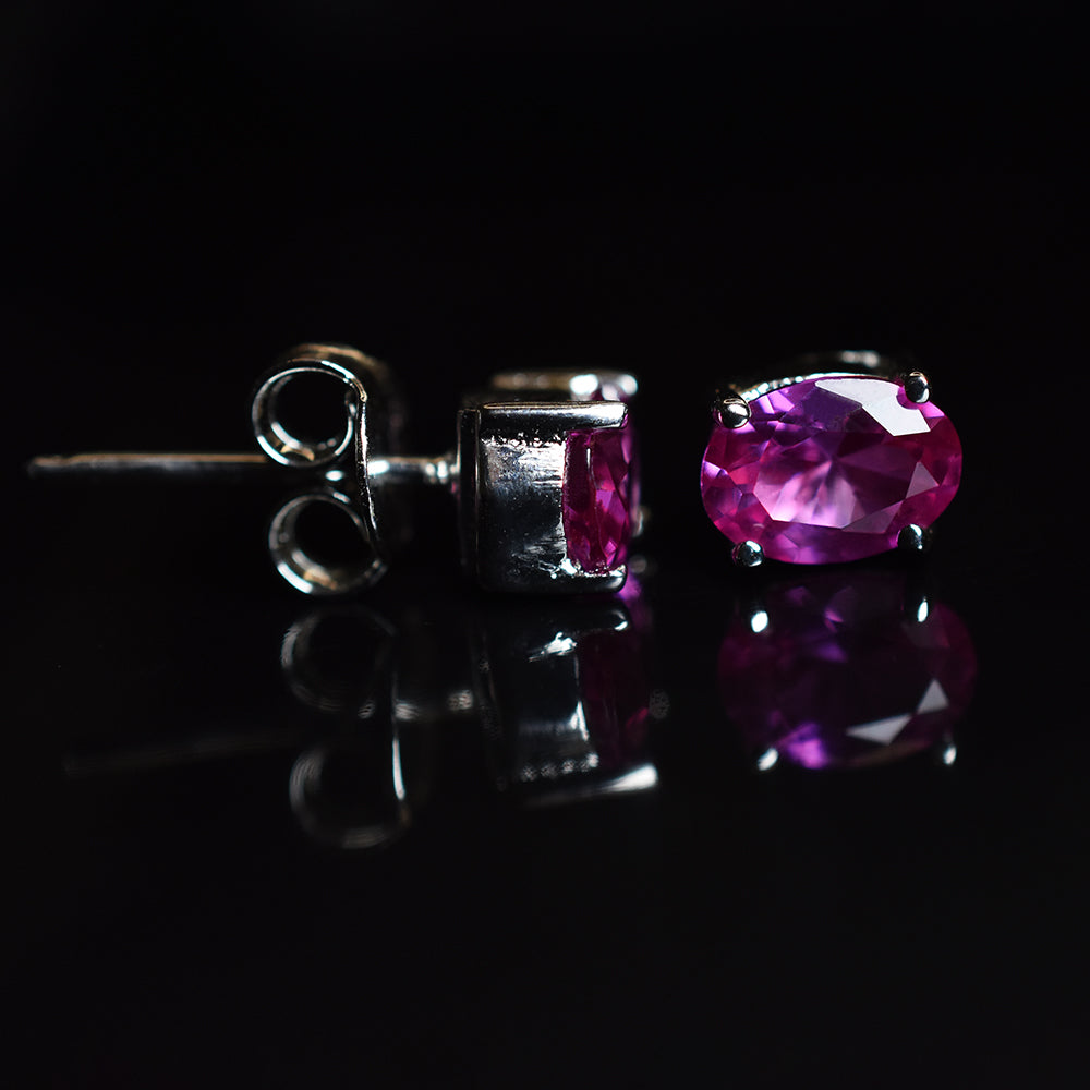 CERTIFIED Natural Pink Ruby Oval Gems Earring Pair 8.40 Ct 925 Sterling Silver