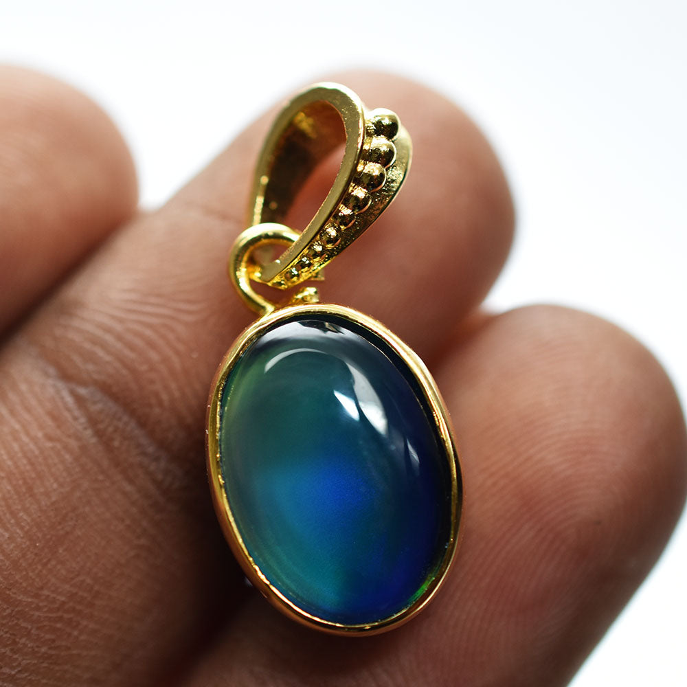 CERTIFIED Natural 15.90 Ct Opal 18K Gold Plated Multicolor Loose Gems Pendant