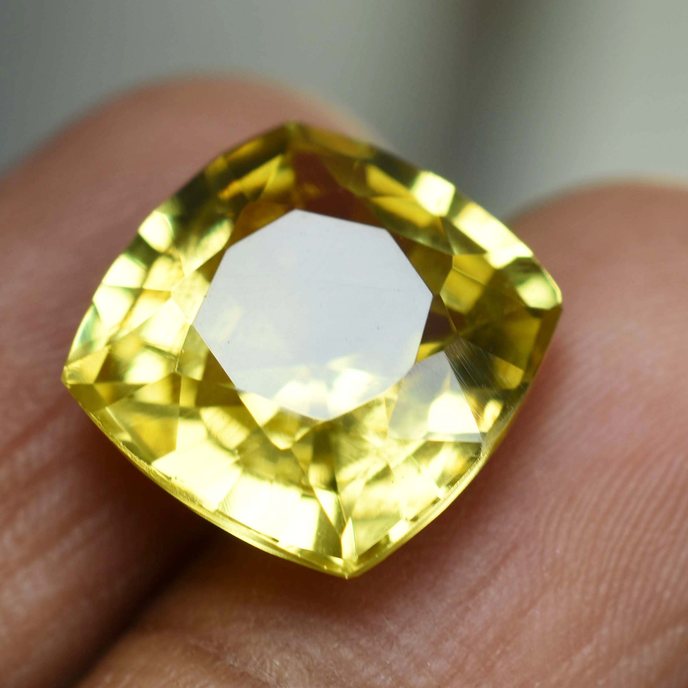 CERTIFIED Ceylon Sapphire Natural Square Cushion Yellow 8.70 Ct Loose Gemstone