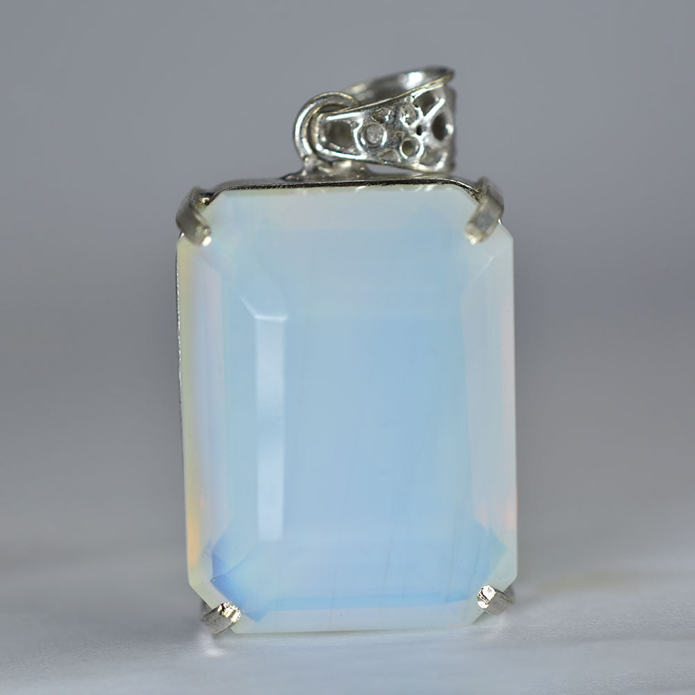 CERTIFIED 100 Ct Natural Multicolor Opal 925 Sterling Silver Emerald Pendant