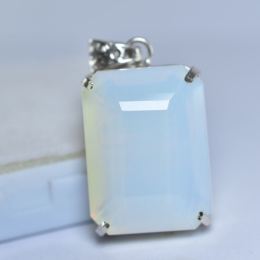 CERTIFIED 100 Ct Natural Multicolor Opal 925 Sterling Silver Emerald Pendant