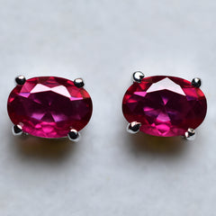 Mozambique CERTIFIED Pink Ruby 6x4 mm Natural Oval Cut Rare Gemstone Earrings