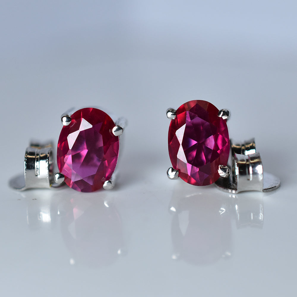 Mozambique CERTIFIED Pink Ruby 6x4 mm Natural Oval Cut Rare Gemstone Earrings