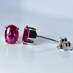 Mozambique CERTIFIED Pink Ruby 6x4 mm Natural Oval Cut Rare Gemstone Earrings