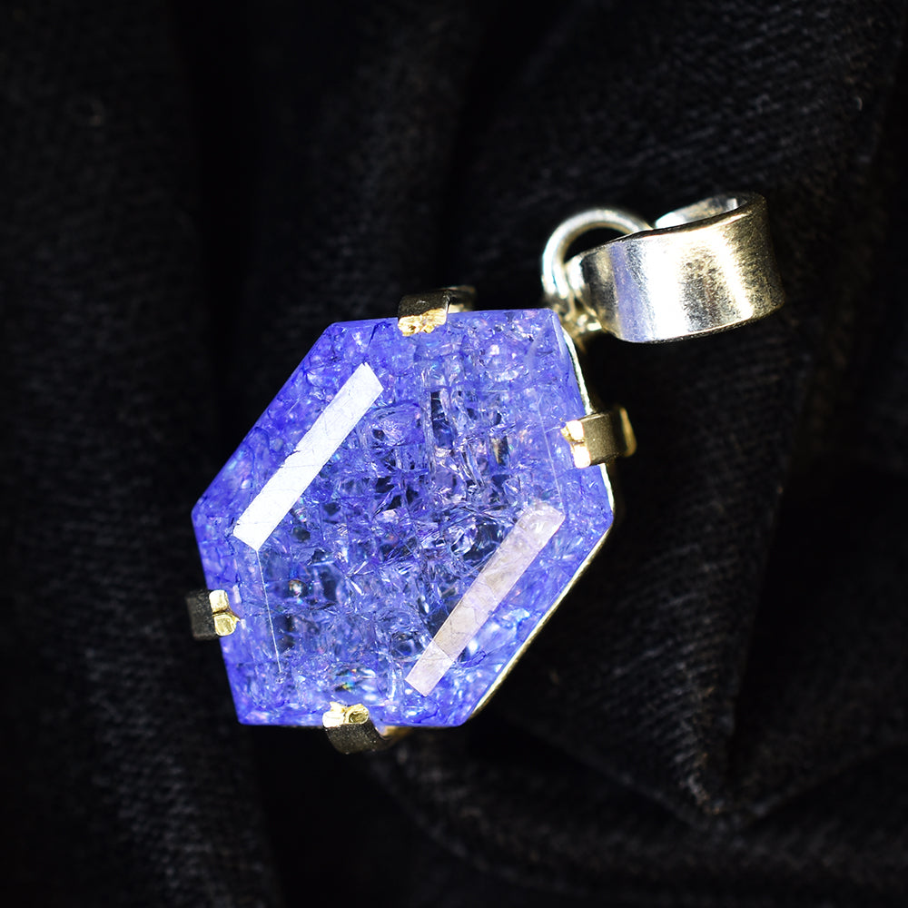 Fancy Cut 925 Sterling Silver 33.90 Ct Natural Sapphire CERTIFIED Gems Pendant