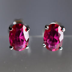 Mozambique CERTIFIED Pink Ruby 6x4 mm Natural Oval Cut Rare Gemstone Earrings