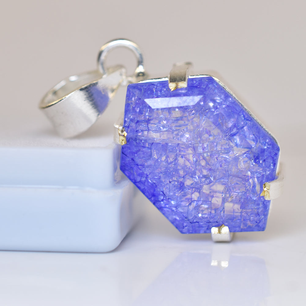 Fancy Cut 925 Sterling Silver 33.90 Ct Natural Sapphire CERTIFIED Gems Pendant