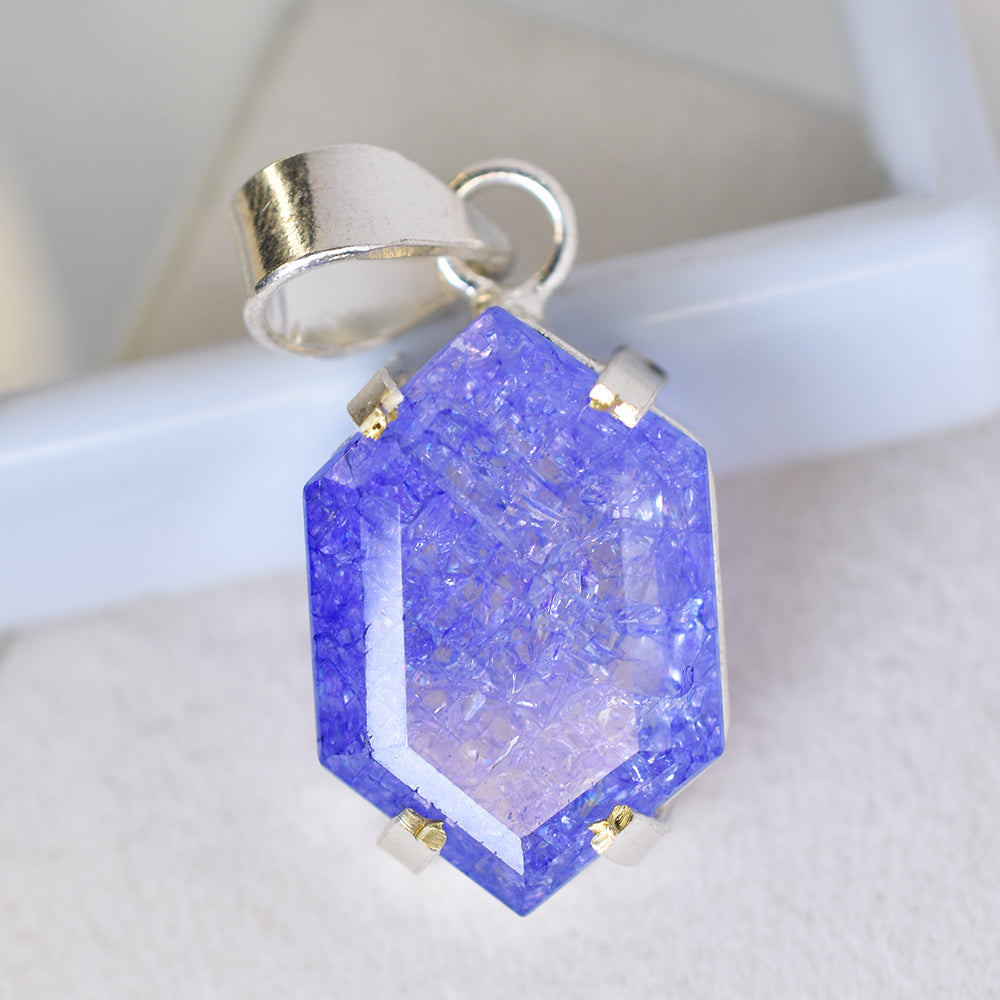 Fancy Cut 925 Sterling Silver 33.90 Ct Natural Sapphire CERTIFIED Gems Pendant