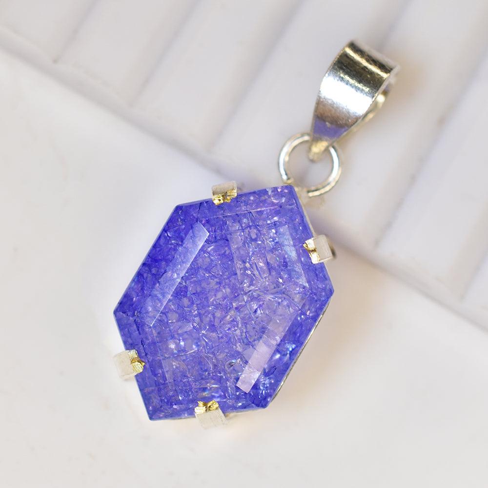 Fancy Cut 925 Sterling Silver 33.90 Ct Natural Sapphire CERTIFIED Gems Pendant