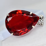 Brazilian Red Topaz 107.35 Ct Pear Cut Natural CERTIFIED Gemstone Silver Pendant