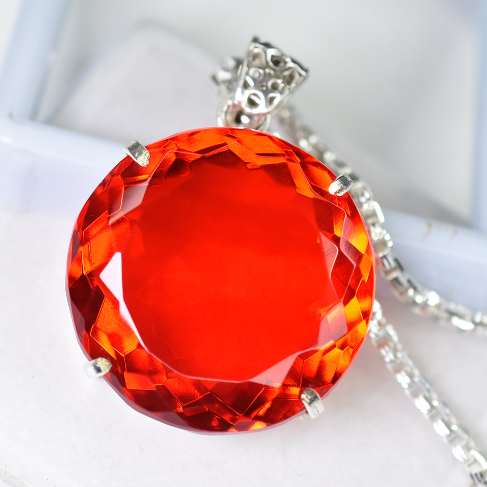 Lab Created Red Ruby 149 Ct Round Cut Certified Gems 925 Sterling Silver Pendant