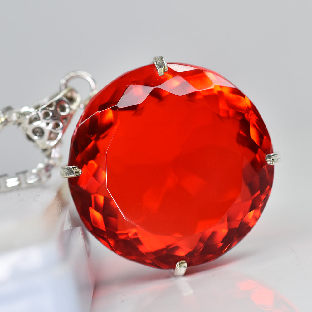 Lab Created Red Ruby 149 Ct Round Cut Certified Gems 925 Sterling Silver Pendant