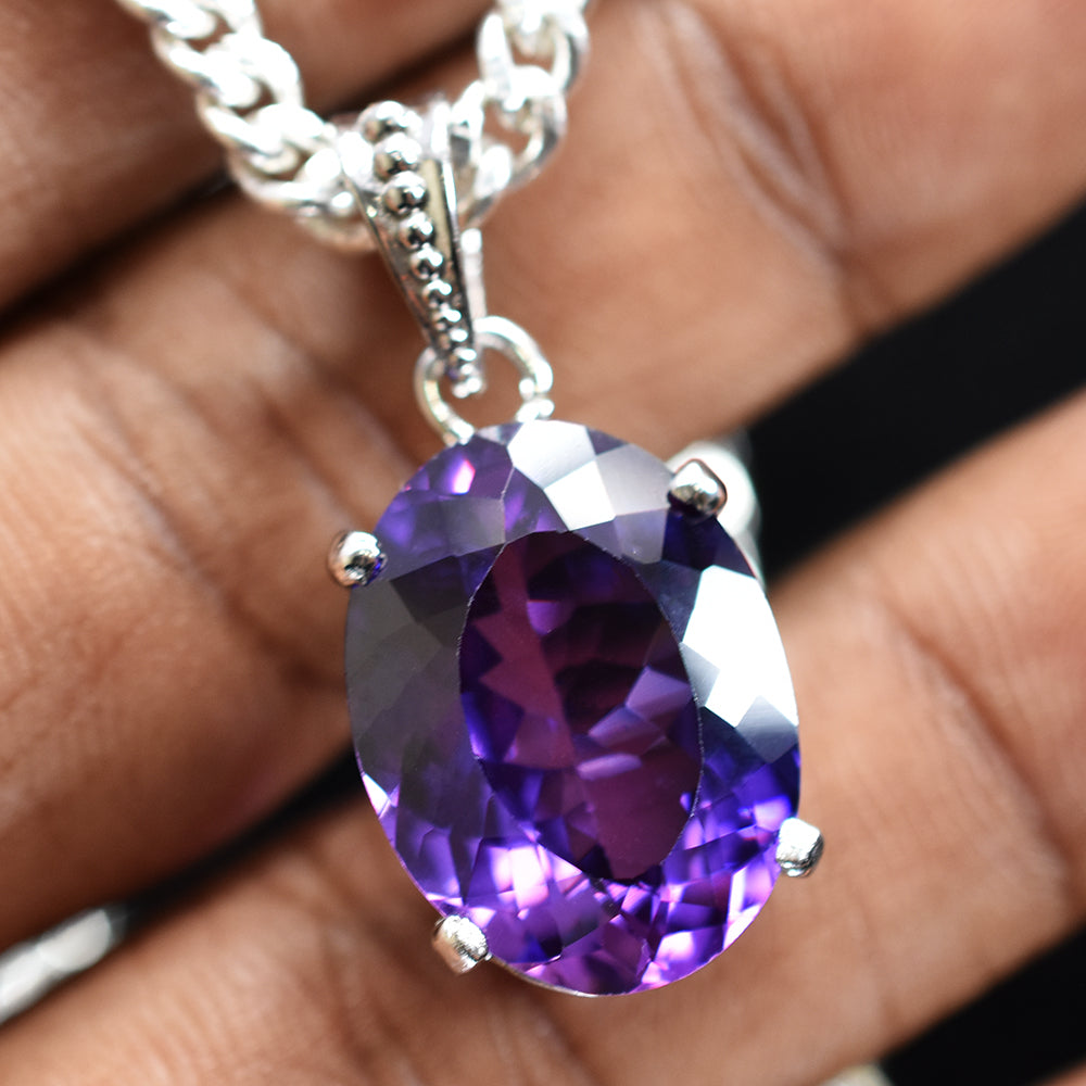 29.70 Ct Natural Color Change CERTIFIED Alex 925 Sterling Silver Oval Pendant